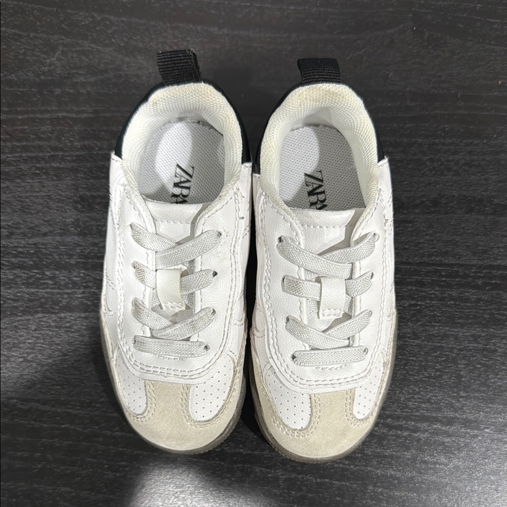 Zara Kids White and Tan Slip-on Sneakers